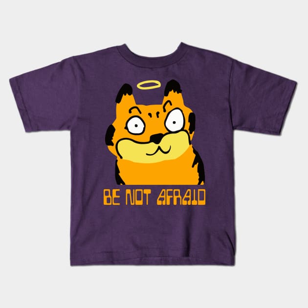 Be Not Afraid Cat Kids T-Shirt by Pherf